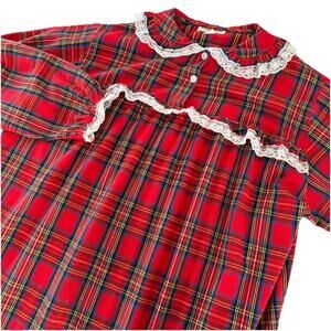 The Vermont Country Store Red Plaid Nightgown Long Sleeve Maxi Sz XL/XXL Granny